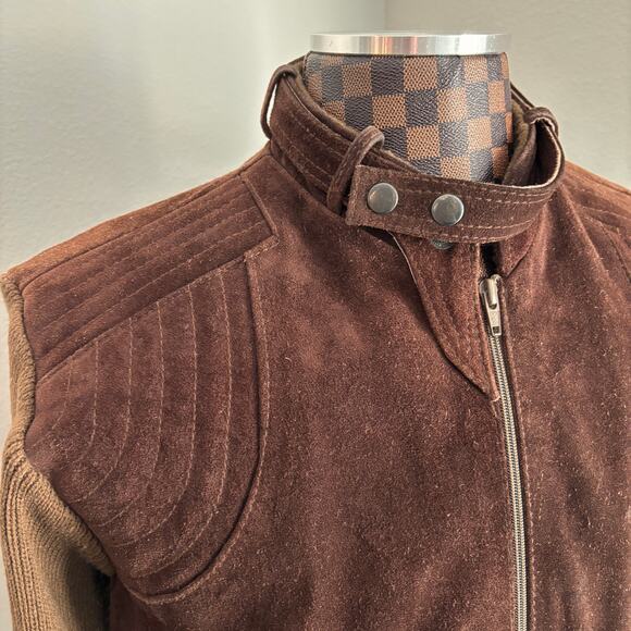 Vtg Repage Brown Suede Sweater Jacket Ladies XL Mens Medium Coat Grunge Retro - Picture 4 of 11